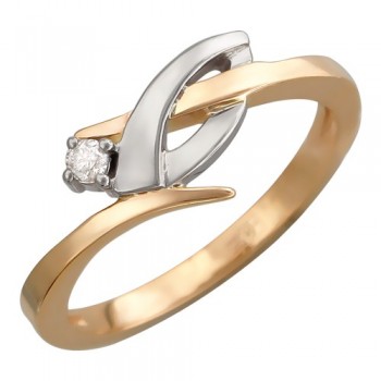 Кольцо с бриллиантом из бело-красного золота 01К662772
