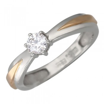 Кольцо с бриллиантом из бело-красного золота 01К664416