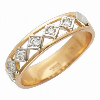 Кольцо с бриллиантом из бело-красного золота 01К664815