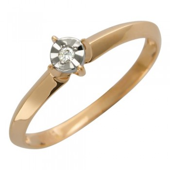 Кольцо с бриллиантом из бело-красного золота 01К664938