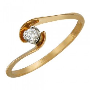 Кольцо с бриллиантом из бело-красного золота 01К666873