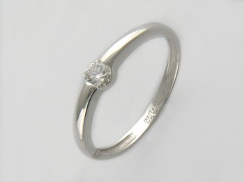 Кольцо с бриллиантом из белого золота 01К674076