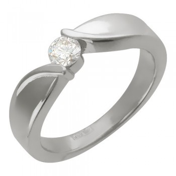 Кольцо с бриллиантом из белого золота 01К674365