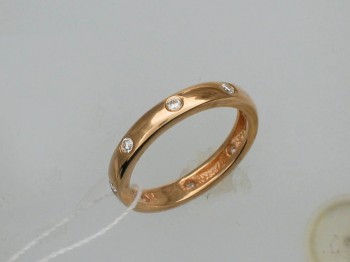 Обручальное кольцо с бриллиантом из красного золота 01О610049