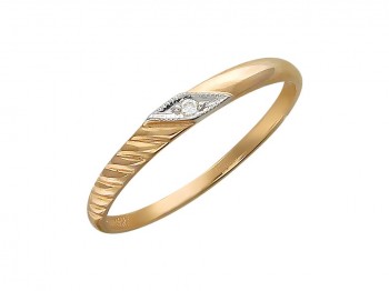 Обручальное кольцо с бриллиантом из красного золота 01О610050