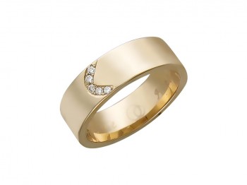 Обручальное кольцо с бриллиантом из красного золота 01О610067