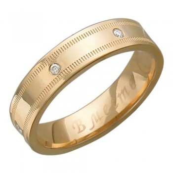 Обручальное кольцо с бриллиантом из красного золота 01О610117