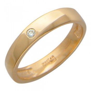 Обручальное кольцо с бриллиантом из красного золота 01О610135