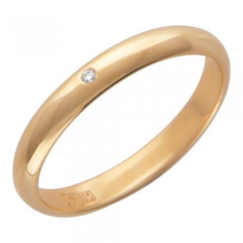 Обручальное кольцо с бриллиантом из красного золота 01О610137