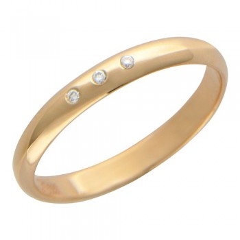 Обручальное кольцо с бриллиантом из красного золота 01О610138