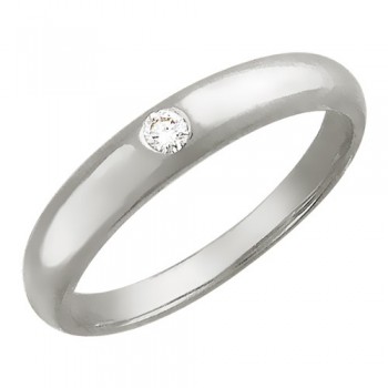 Обручальное кольцо с бриллиантом из белого золота 01О620044