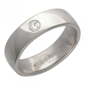 Обручальное кольцо с бриллиантом из белого золота 01О620124