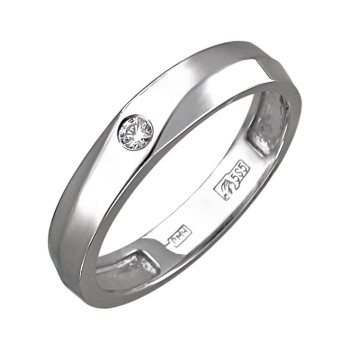 Обручальное кольцо с бриллиантом из белого золота 01О620135