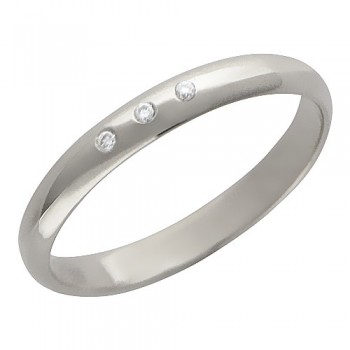 Обручальное кольцо с бриллиантом из белого золота 01О620138