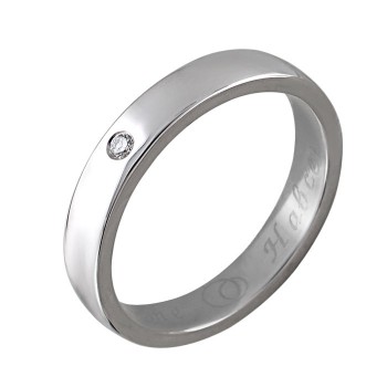 Обручальное кольцо с бриллиантом из белого золота 01О620179