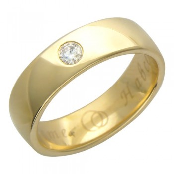 Обручальное кольцо с бриллиантом из желтого золота 01О630124