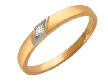 Обручальное кольцо с бриллиантом из бело-красного золота 01О660057