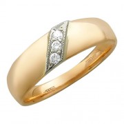 Обручальное кольцо с бриллиантом из бело-красного золота 585 пробы
