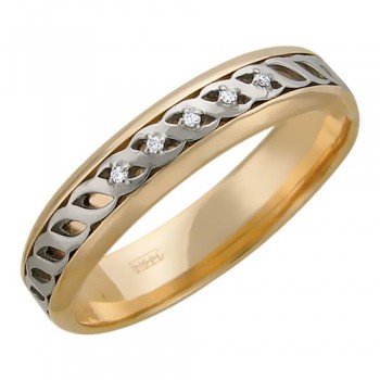 Обручальное кольцо с бриллиантом из бело-красного золота 01О660134