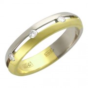 Обручальное кольцо с бриллиантом из бело-желтого золота 750 пробы