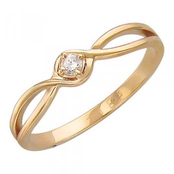 Кольцо с бриллиантом из красного золота 01К616729