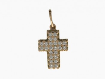 Крестик православный с фианитом из красного золота 01Р110674