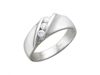 Кольцо с бриллиантом из белого золота 01К625908