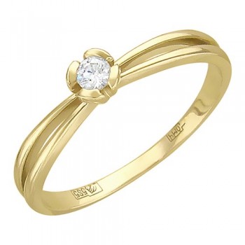 Кольцо с бриллиантом из желтого золота 01К636810