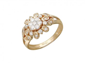 Кольцо с бриллиантом из красного золота 01К613168Z