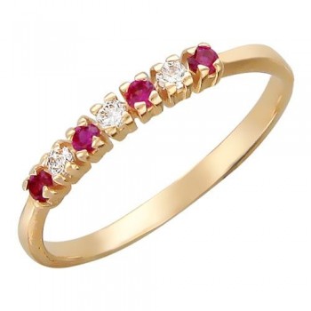 Кольцо с синтетическим рубином из красного золота 01К211117-2