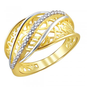 Кольцо с фианитом из желтого золота 01К1310460