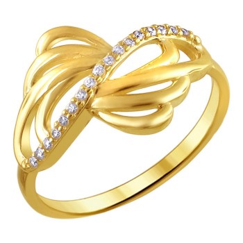 Кольцо с фианитом из желтого золота 01К139775