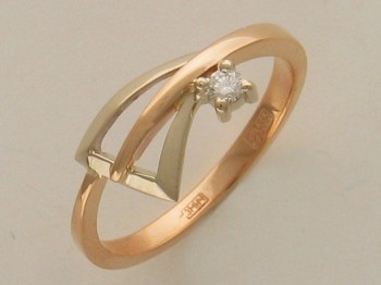 Кольцо с бриллиантом из бело-красного золота 01К662873Ж