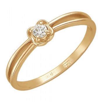 Кольцо с бриллиантом из красного золота 01К616805