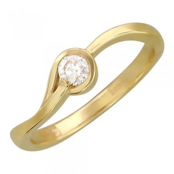 Кольцо с бриллиантом из желтого золота 01К636732