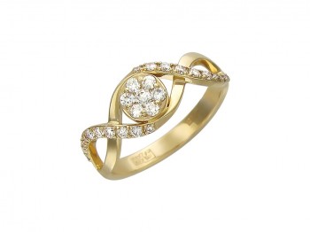 Кольцо с бриллиантом из желтого золота 01К636019