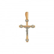 Крестик православный с бриллиантом из бело-красного золота 585 пробы