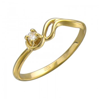 Кольцо с фианитом из желтого золота 01К133662