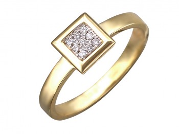 Кольцо с бриллиантом из желтого золота 01К637539