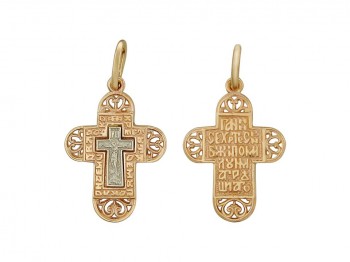 Крестик православный из бело-красного золота 01Р060732