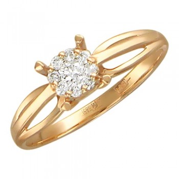 Кольцо с бриллиантом из красного золота 01К616351