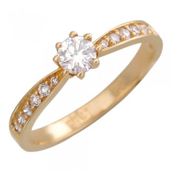 Кольцо с бриллиантом из красного золота 01К613337