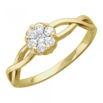 Кольцо с бриллиантом из желтого золота 01К636320