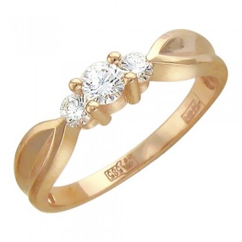 Кольцо с бриллиантом из красного золота 01К615528