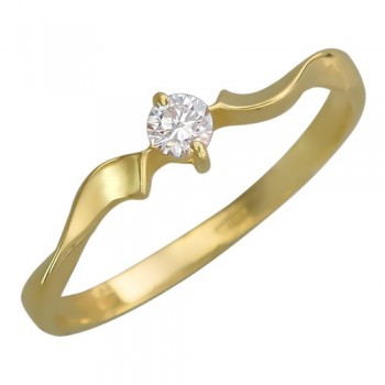 Кольцо с бриллиантом из желтого золота 01К635747