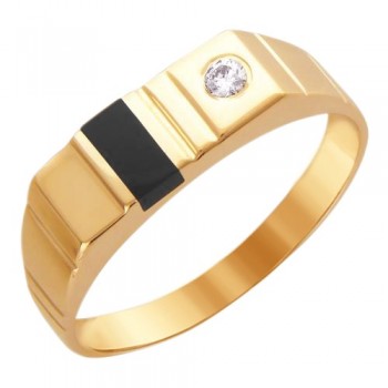 Кольцо с ониксом из красного золота 01Т415200-1