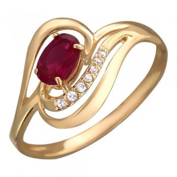Кольцо с синтетическим рубином из красного золота 01К217309-1