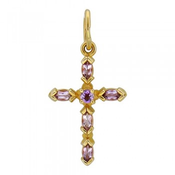 Крестик православный с раух-топазом из красного золота 01Р310451