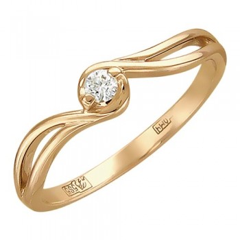 Кольцо с бриллиантом из красного золота 01К616734