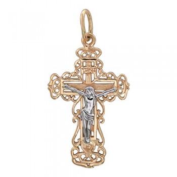 Крестик православный из бело-красного золота 01Р060572